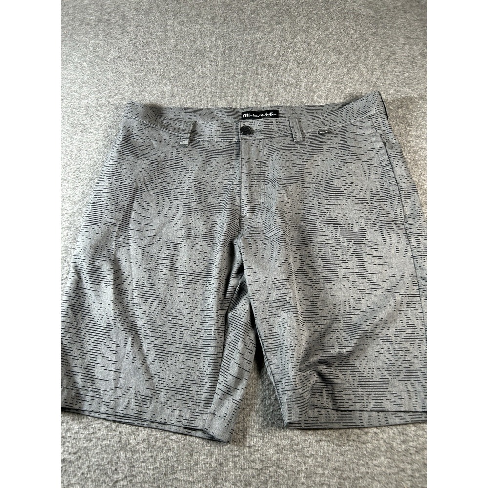 Travis Mathew Mens Black Gray Shorts Leaves Golf‎ Casual Size 36 Stretch